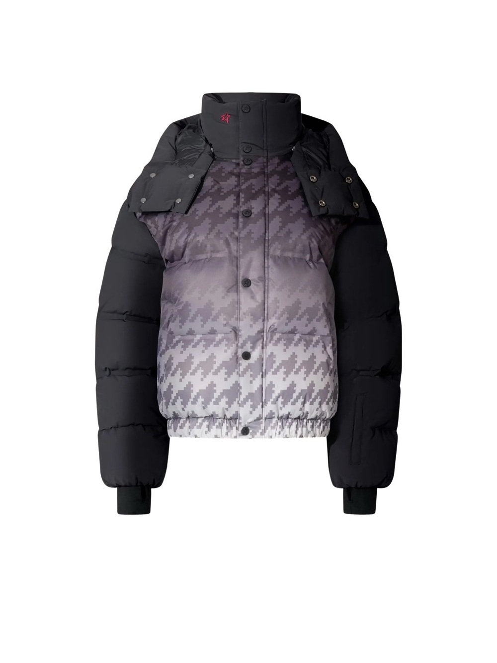 Perfect Moment Black & Gray Gradient Houndstooth Puffer Jacket